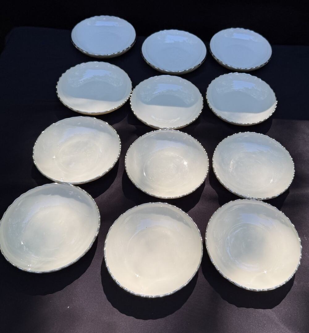 12 VTG Lenox Weatherly Coupe Dessert Bowls 6" Ivory with Platinum Trim All EUC!